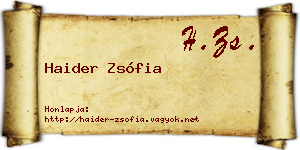 Haider Zsófia névjegykártya